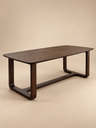 Teak Dining Table, Curved-Corner Top, Looped Curved Legs, Dark Brown