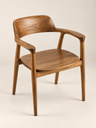 Teak Armchair, Curved Backrest, Round Tapered Legs